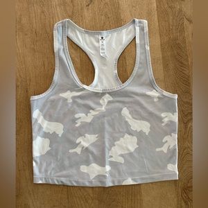 Camo cropped workout top